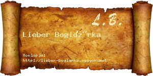 Lieber Boglárka névjegykártya